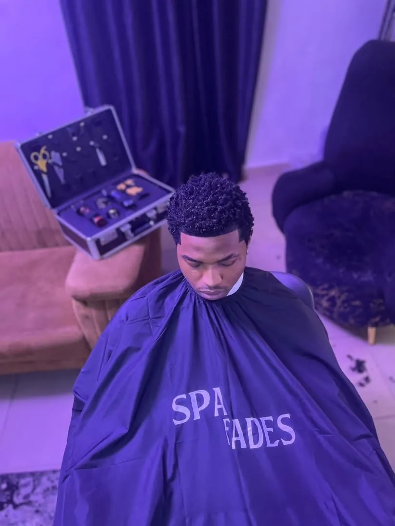 Neat carving lines and sharp fade haircut by SPA_Fades mobile barber